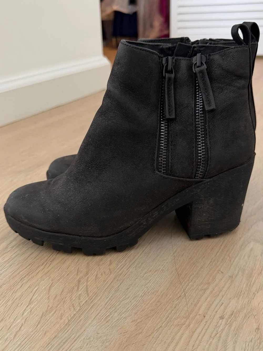 Women's Black Ankle Boot with Block Heel